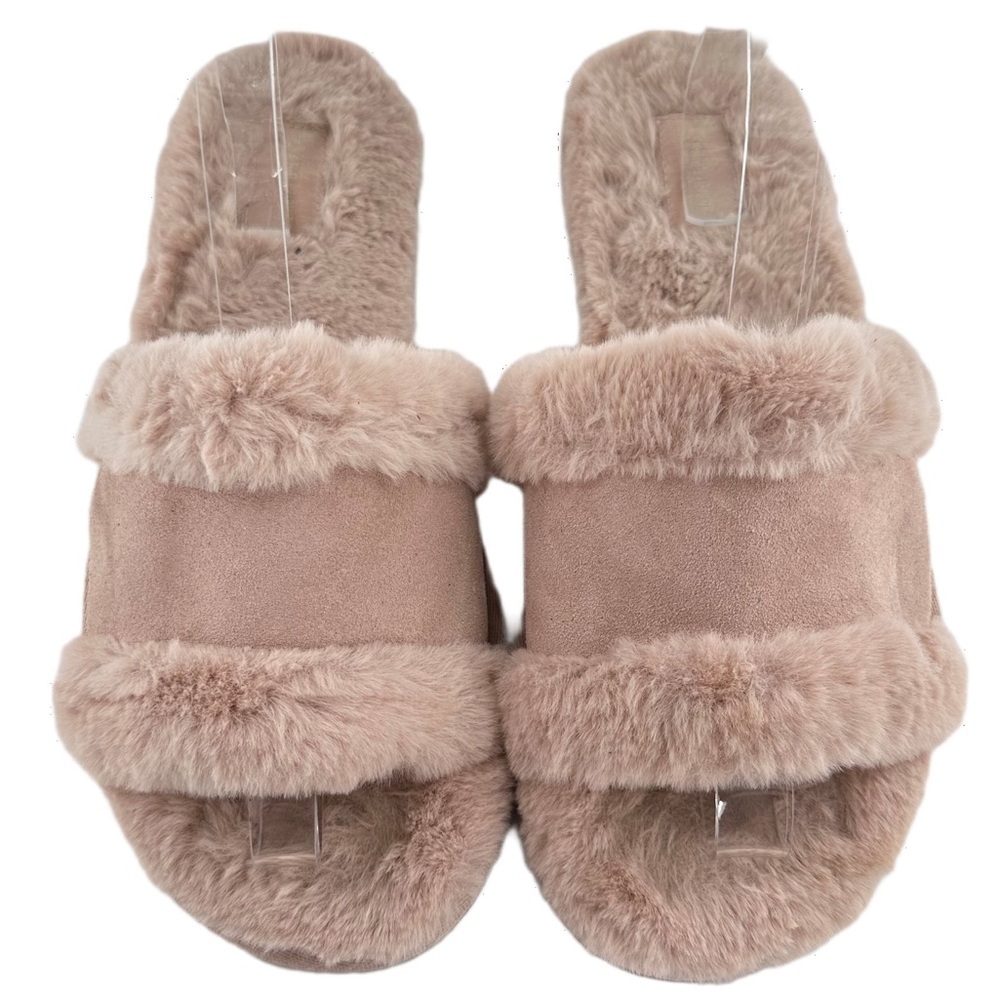 Koolaburra Plush Double-Band Slide Sandals in Blush